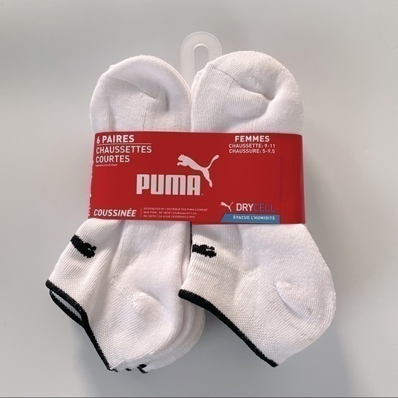 Puma women’s low cut socks cushioned white 6 pack size 5-9.5 - Picture 1 of 1